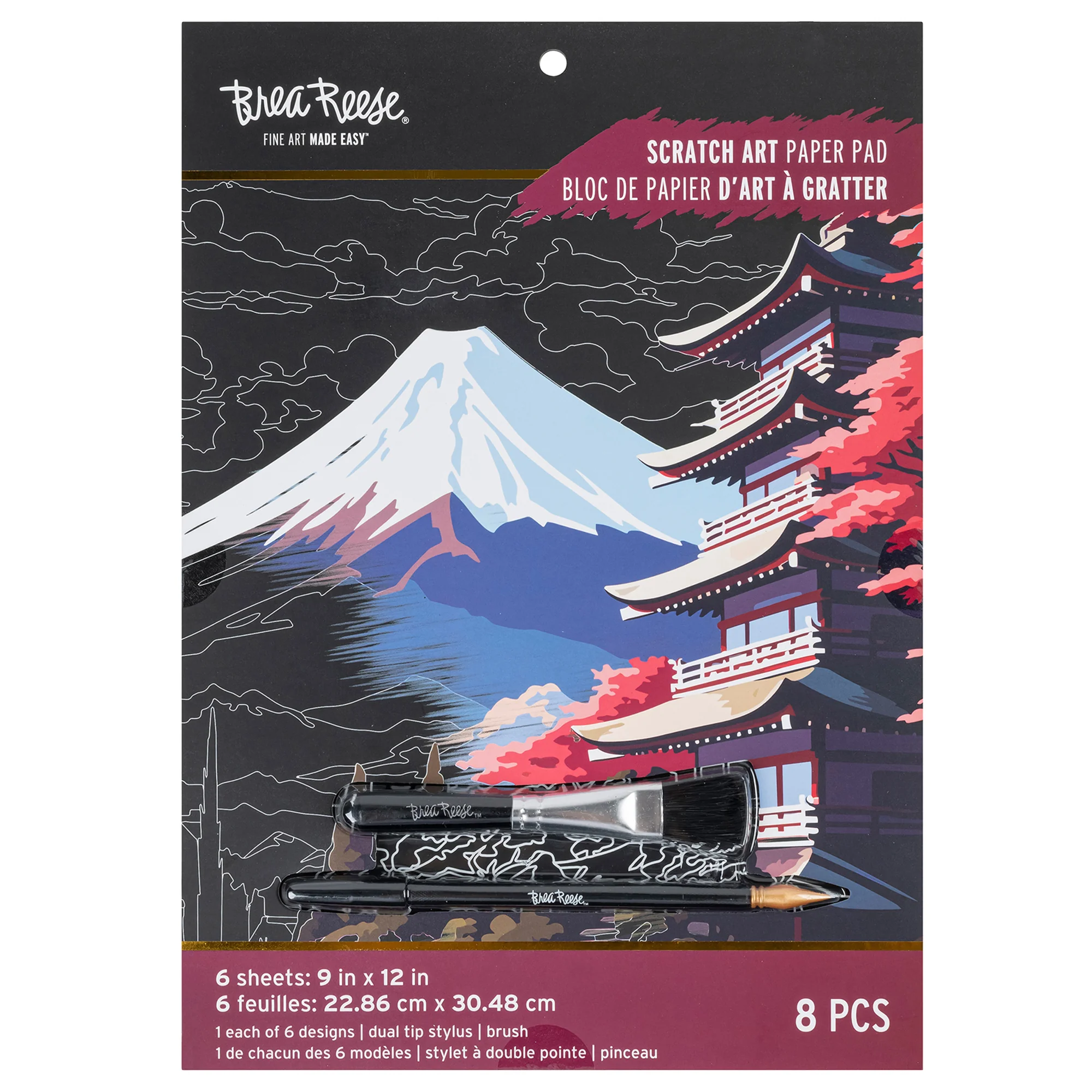 Brea Reese Scratch Art Paper Pad Global Iconic Views 6 Designs With Stylus