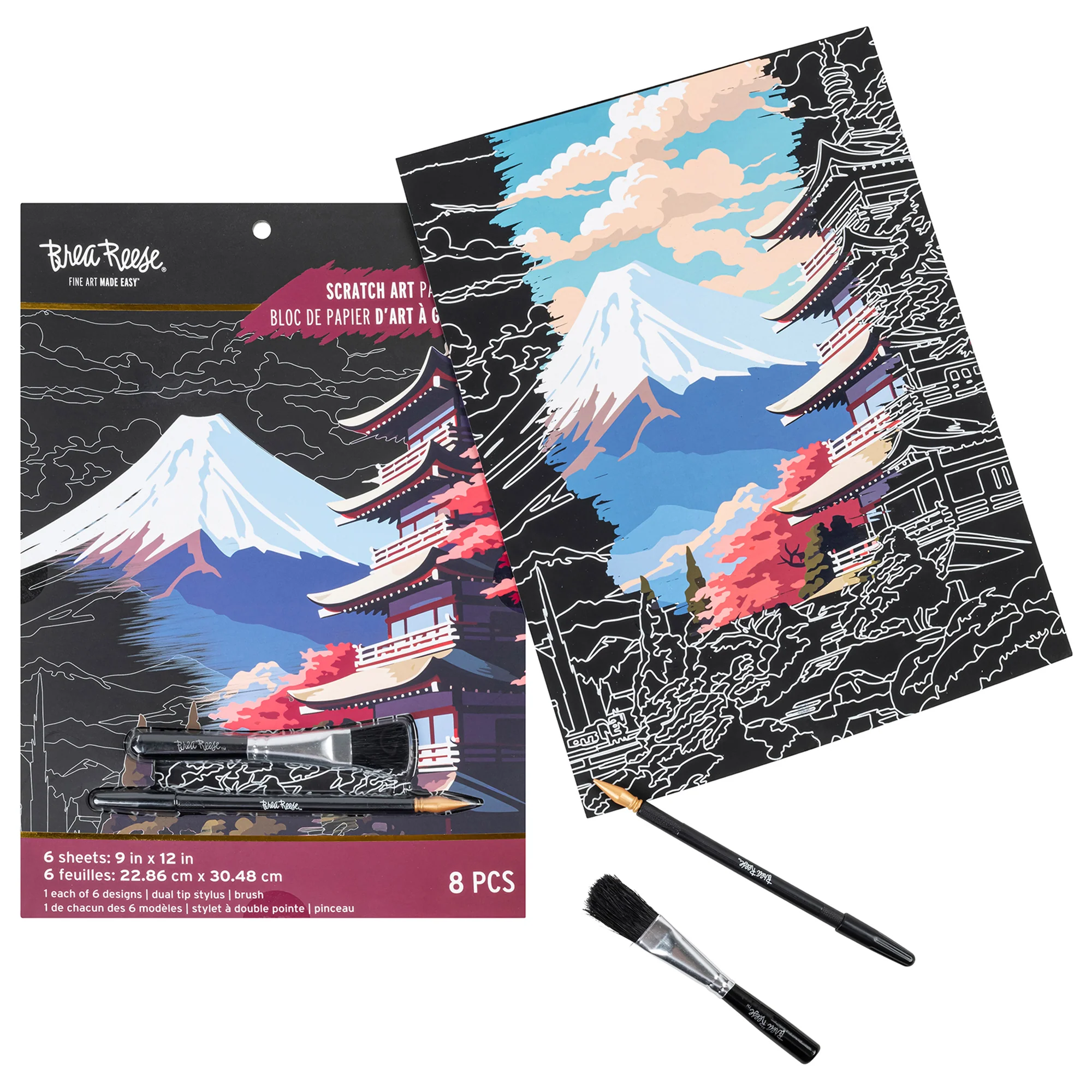 Brea Reese Scratch Art Paper Pad Global Iconic Views 6 Designs With Stylus - Image 3