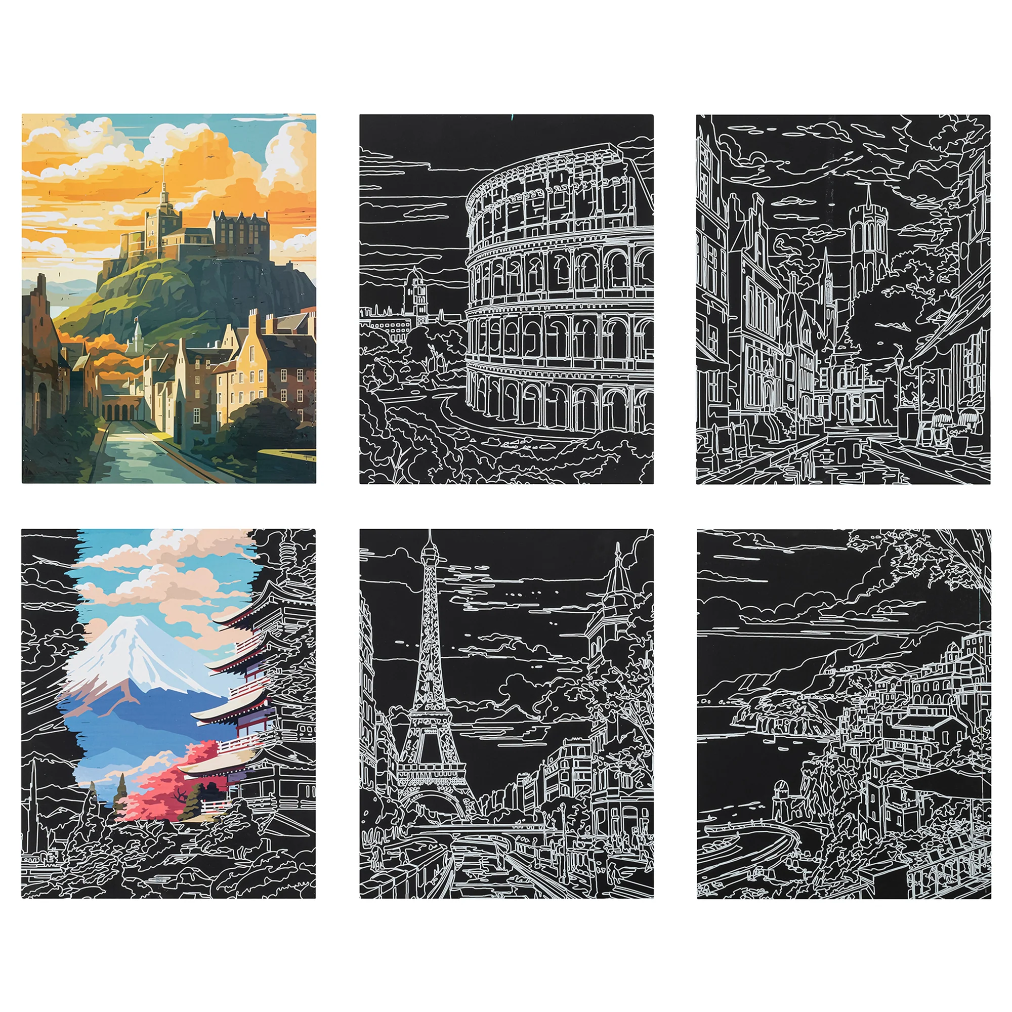 Brea Reese Scratch Art Paper Pad Global Iconic Views 6 Designs With Stylus - Image 4