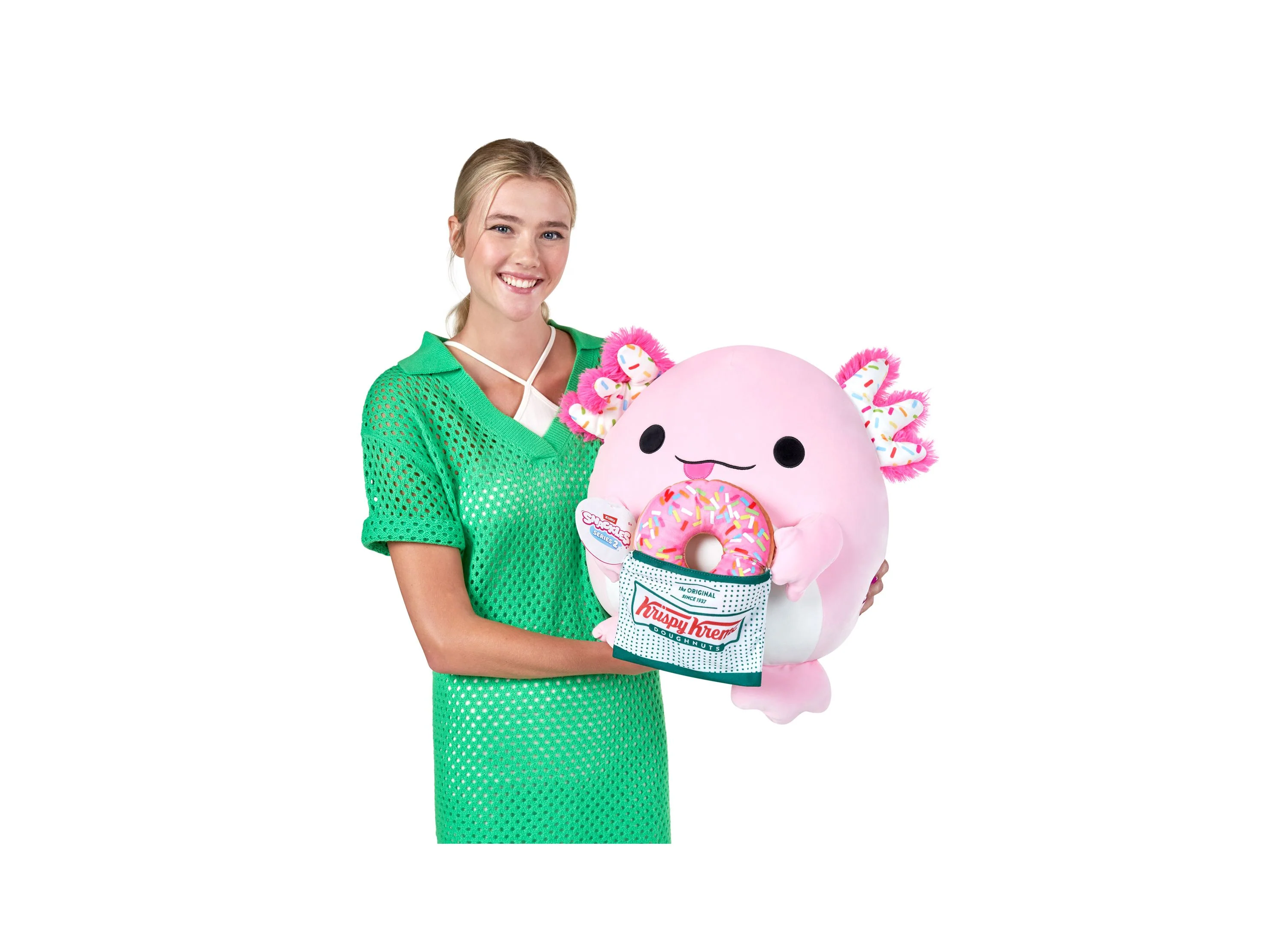 Snackles Zuru 16-Inch Krispy Kreme Axolotl Soft Plush Toy - Image 3