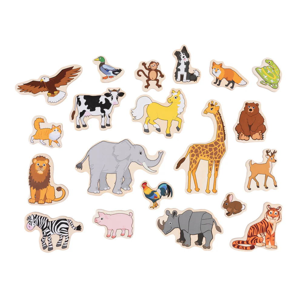 Spark & Wow Colorful Wooden Animal Magnets - Set of 20 - Image 2