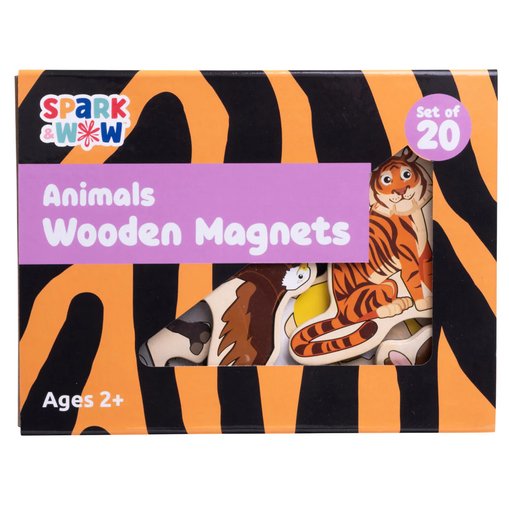 Spark & Wow Colorful Wooden Animal Magnets - Set of 20 - Image 3
