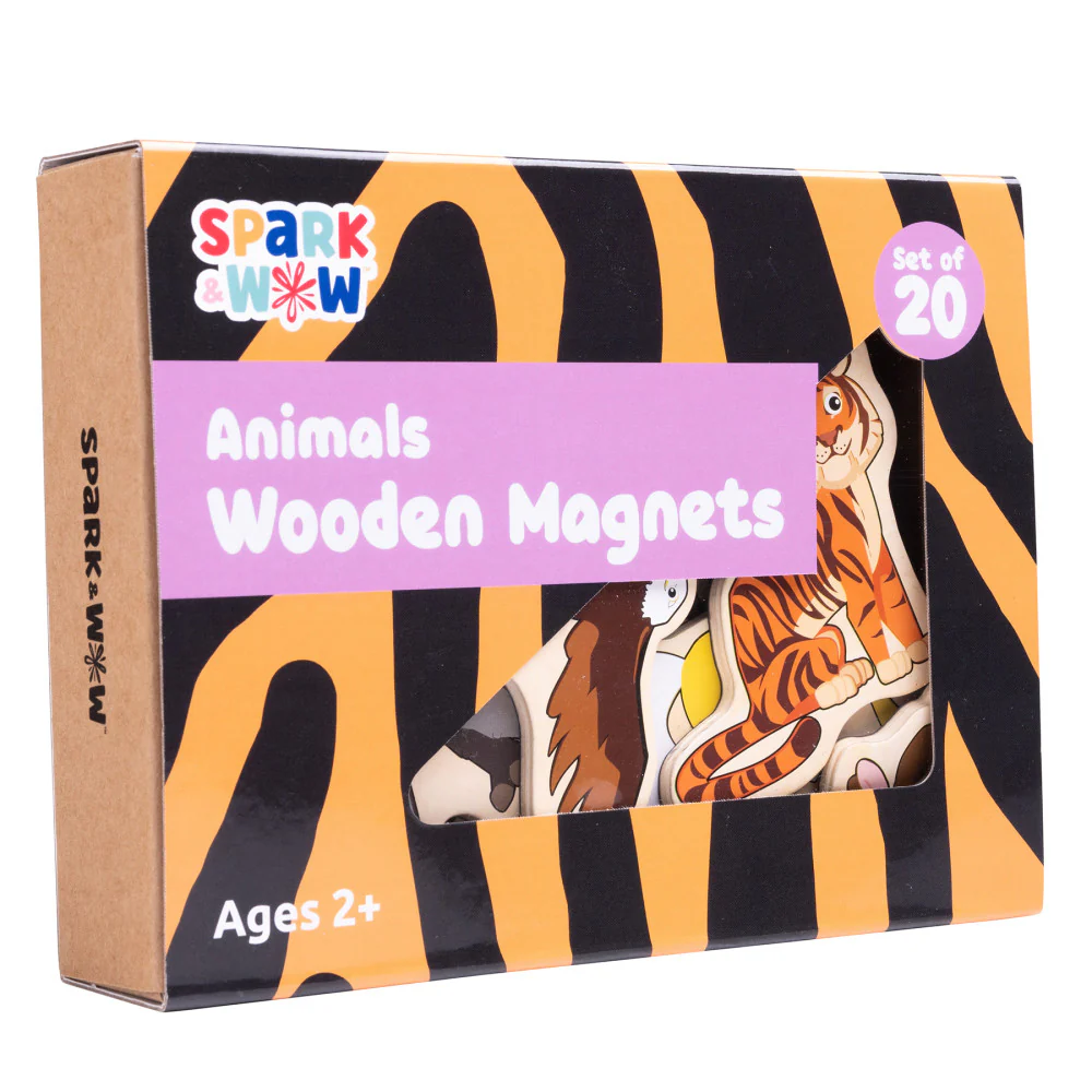 Spark & Wow Colorful Wooden Animal Magnets - Set of 20 - Image 5