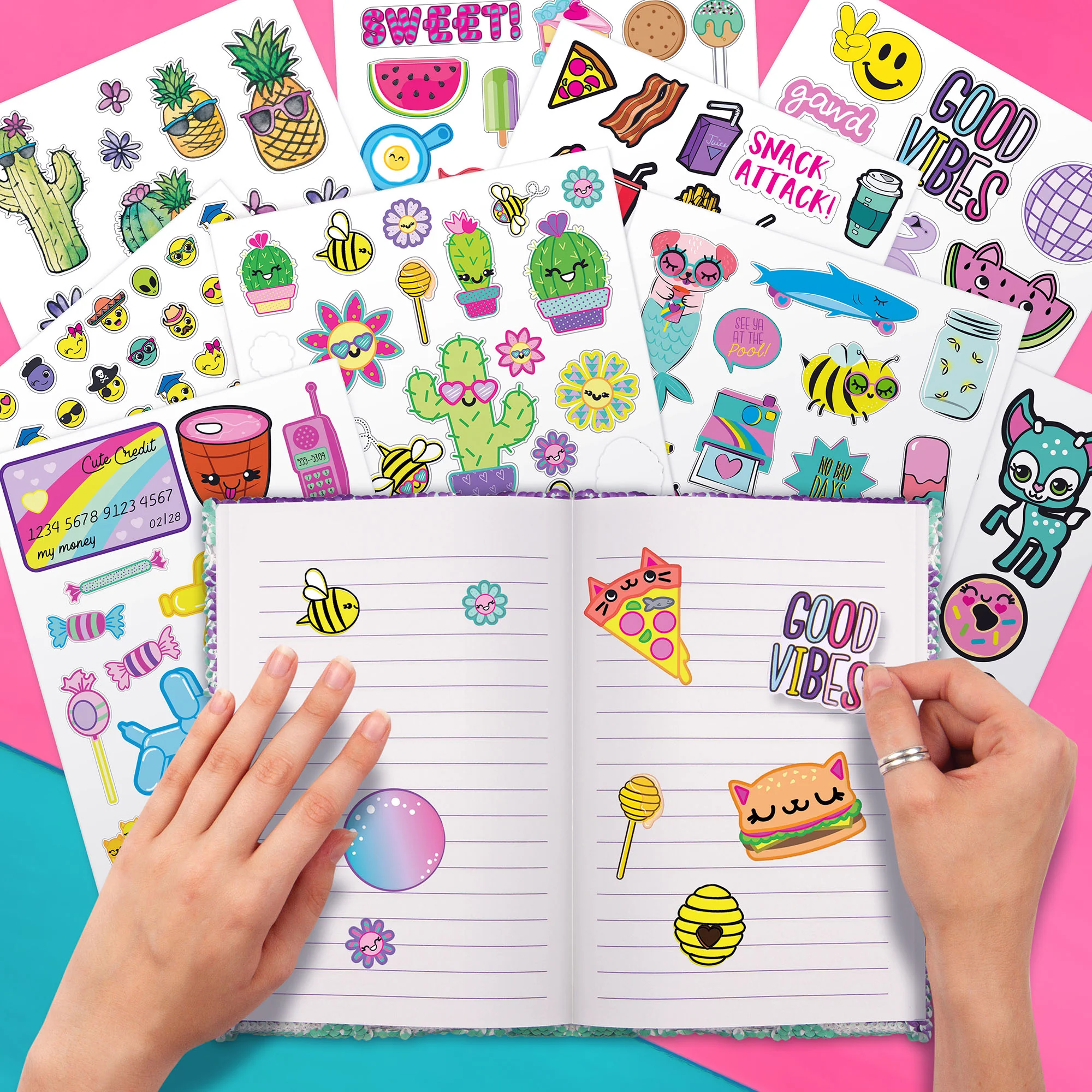 Sticker Mania 4-Pack Sticker Books - Themes Including Cute, Photoreal, Food, Animals - Image 2