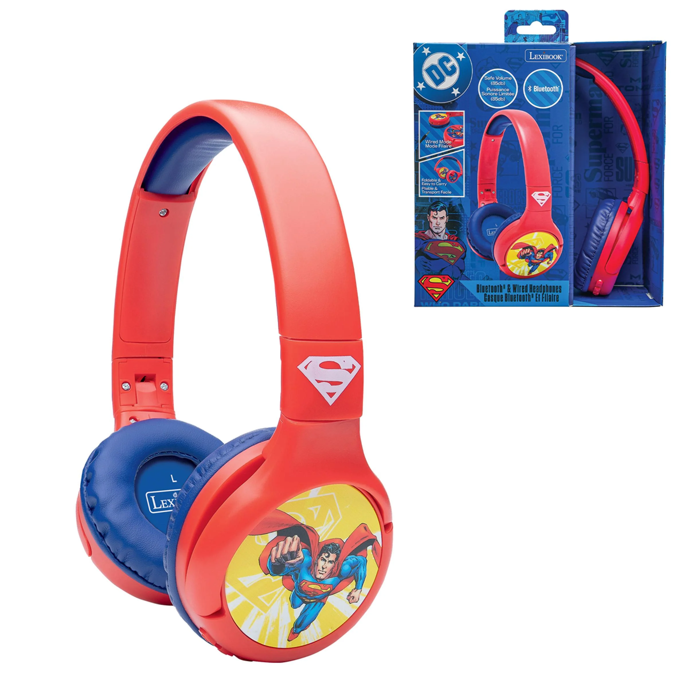 Superman 2-in-1 Bluetooth & Wired Foldable Headphones - Safe Volume - Image 5