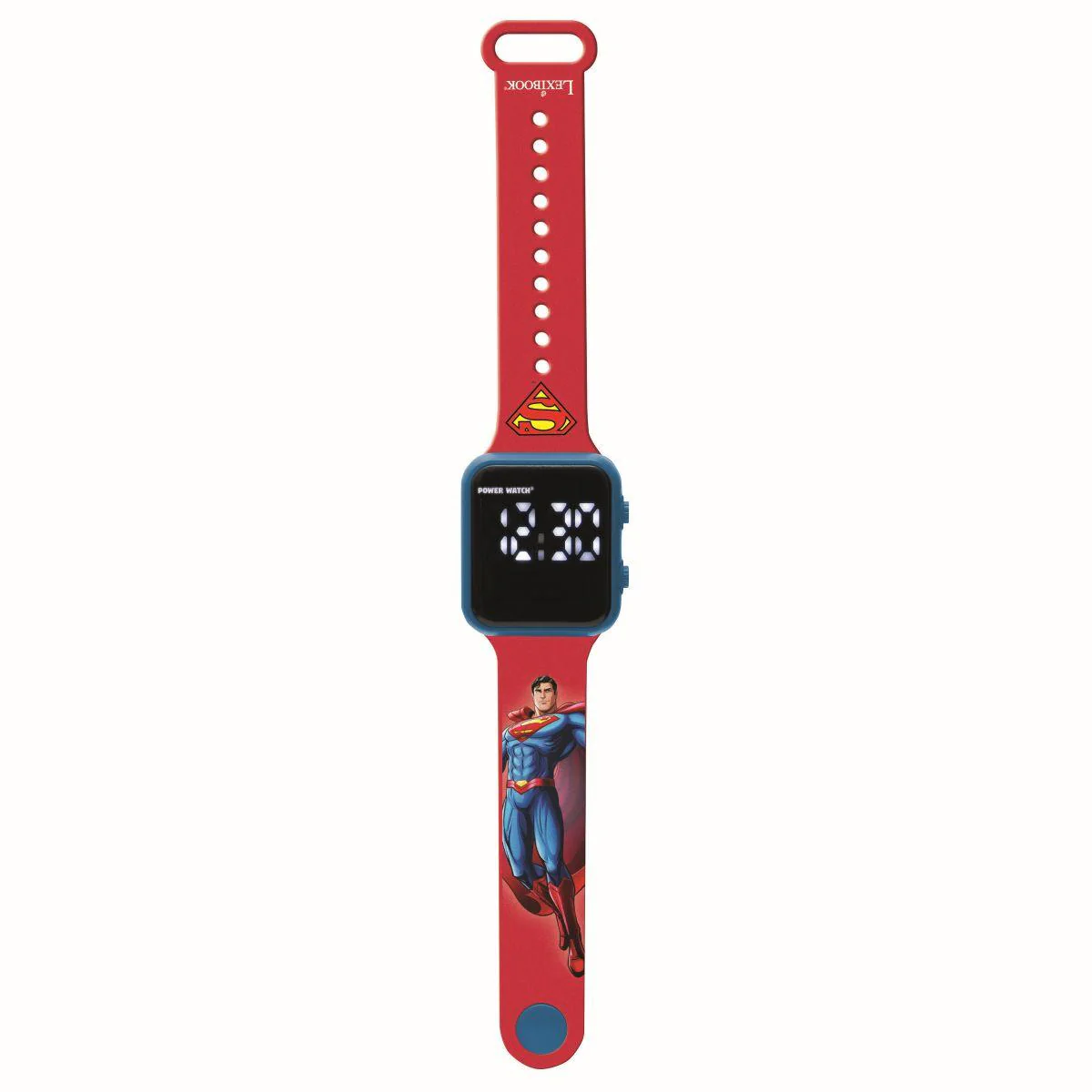 LEXiBOOK Superman LED Digital Watch - Red/Blue Adjustable Strap - Image 3