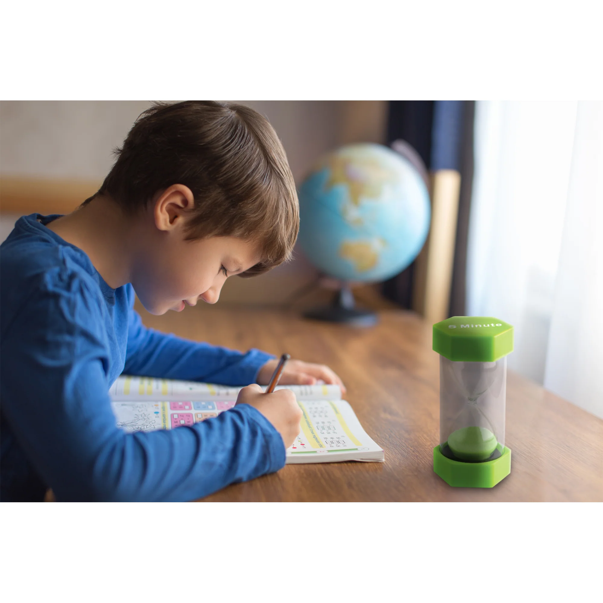 Teacher Created Resources 5-Minute Sand Timer - Large, Lime Green Sand, Pack of 2 - Image 3