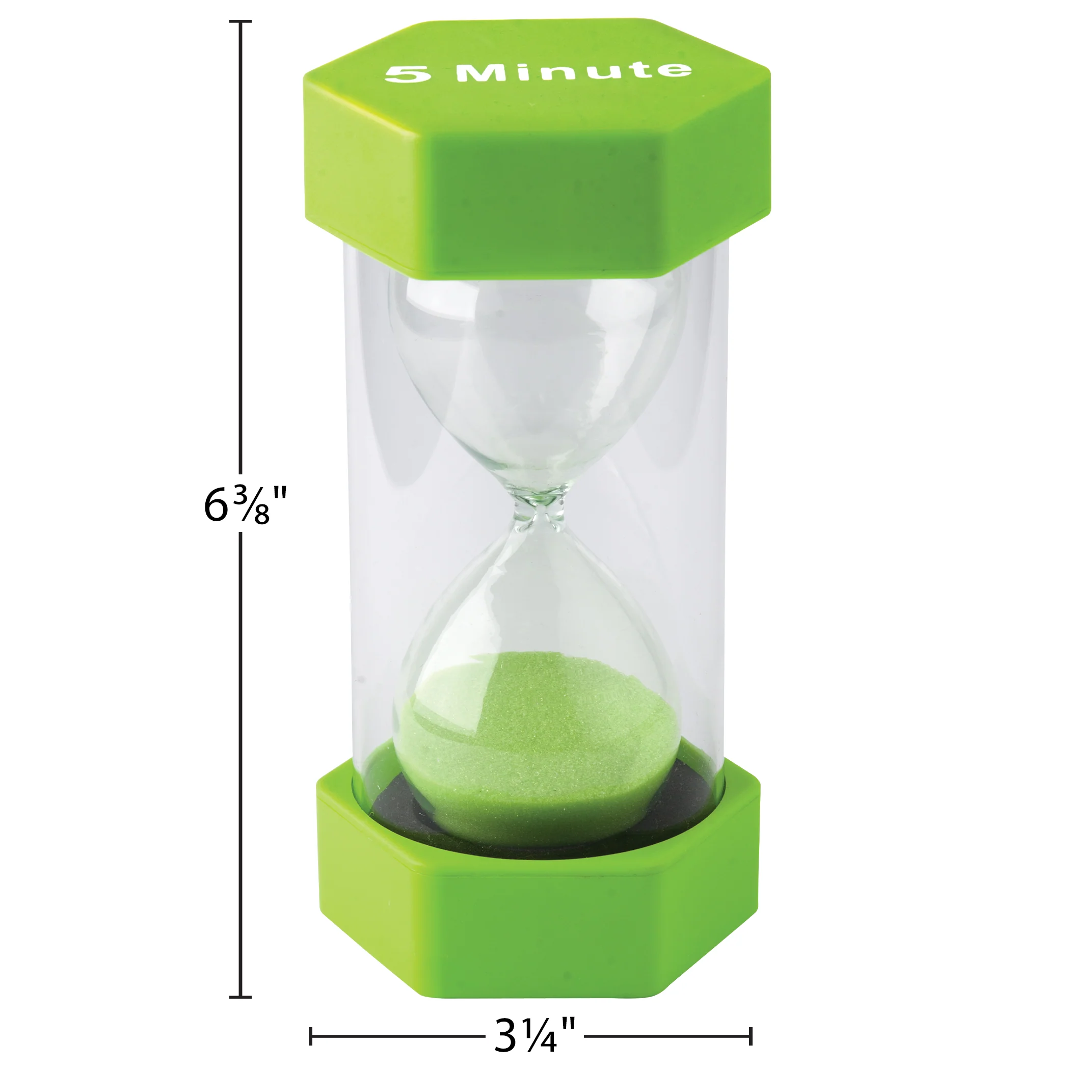 Teacher Created Resources 5-Minute Sand Timer - Large, Lime Green Sand, Pack of 2 - Image 4