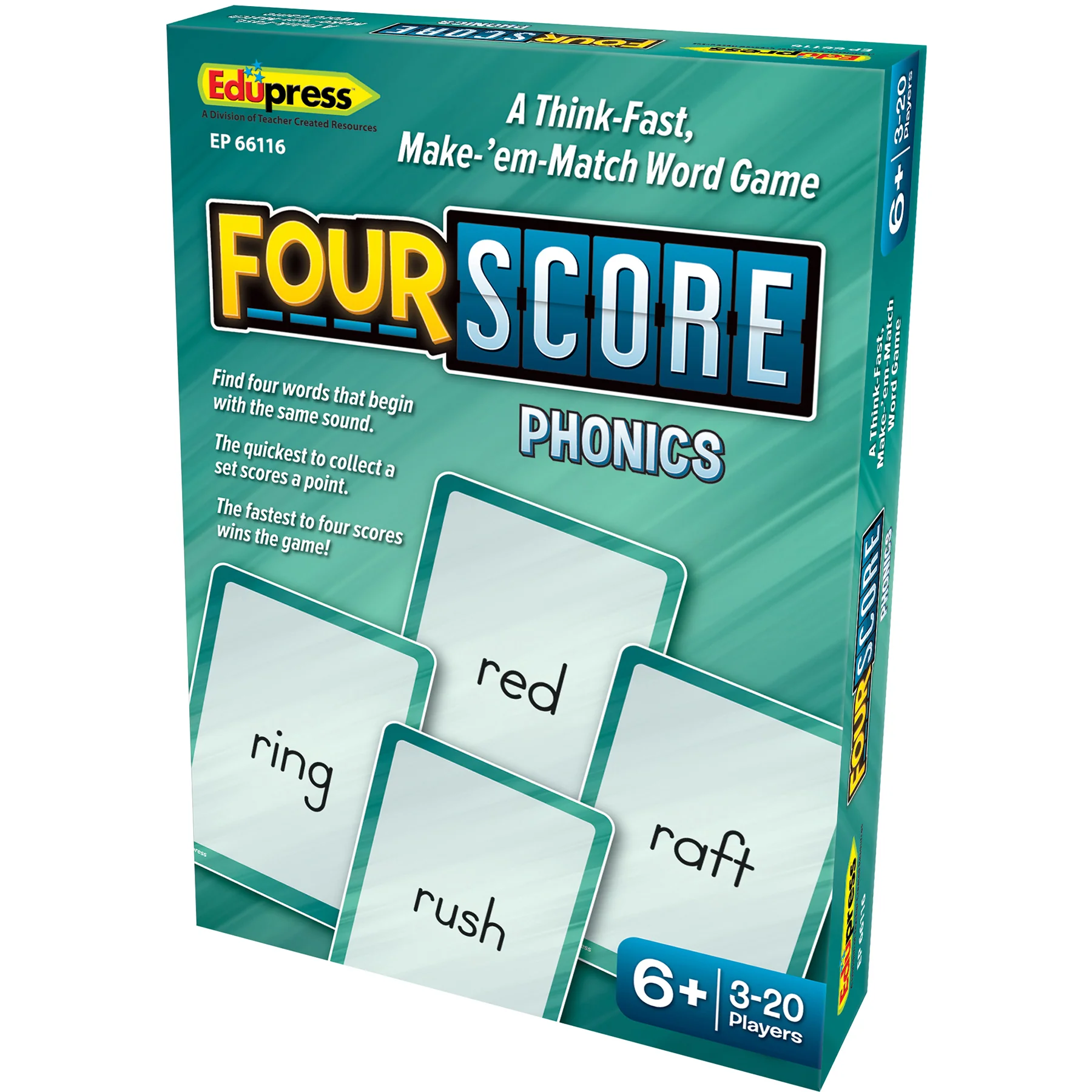 Teacher Created Resources Four Score Phonics Card Game - Pack of 3 - Image 2