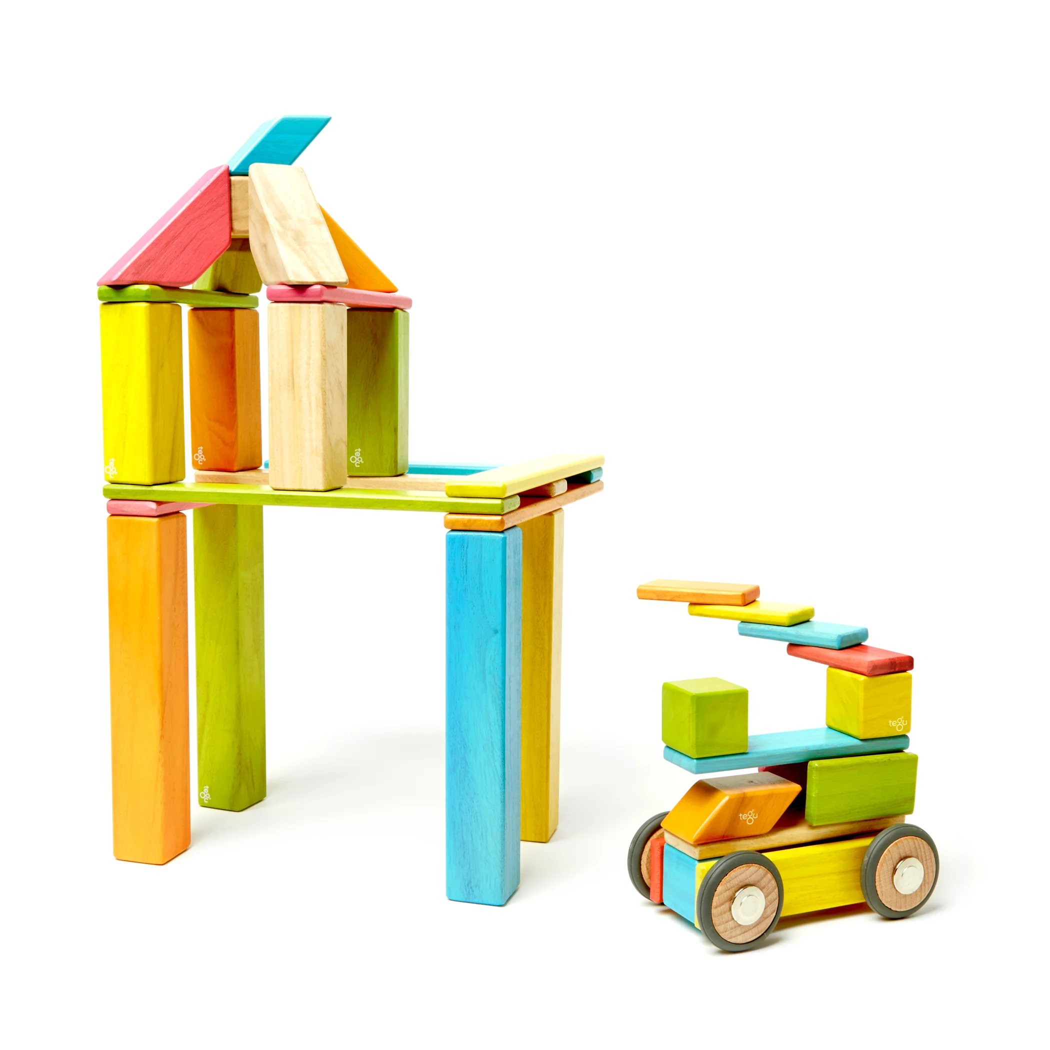Tegu Magnetic Wooden Blocks, 90-Piece Classroom Kit, Tints - Image 4