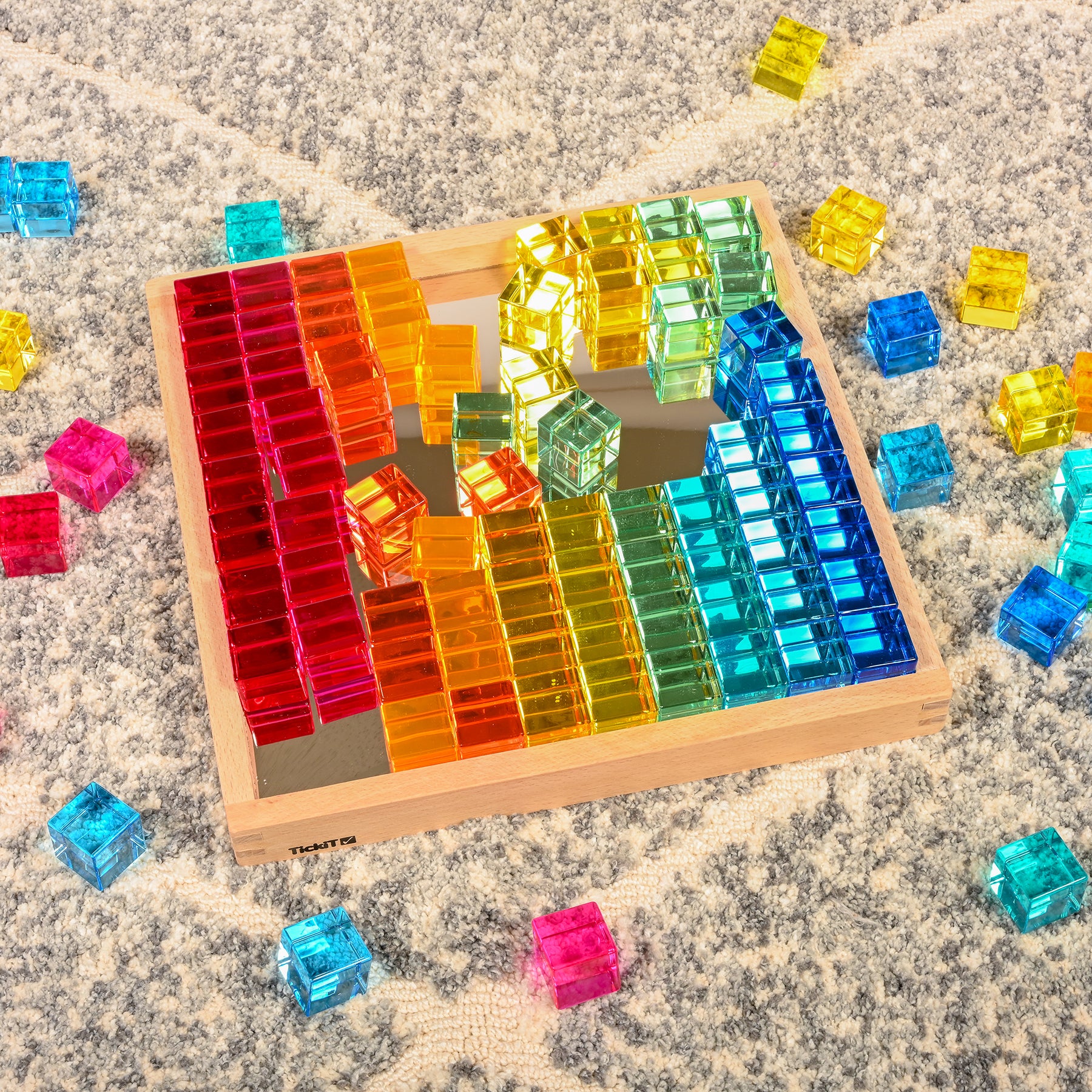 TickiT Gem Cube Mirror Tray - Colorful Sensory Exploration - Image 8