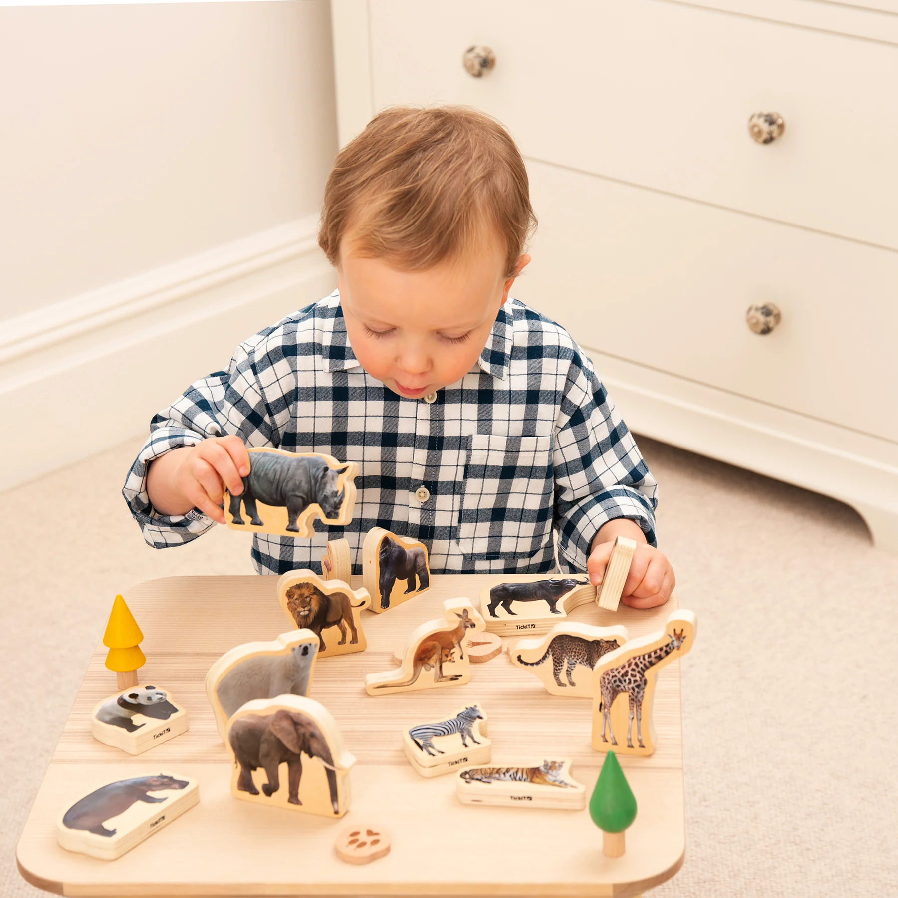 TickiT Wooden Wild Animal Blocks - Imaginative Play Set of 15 - Image 6