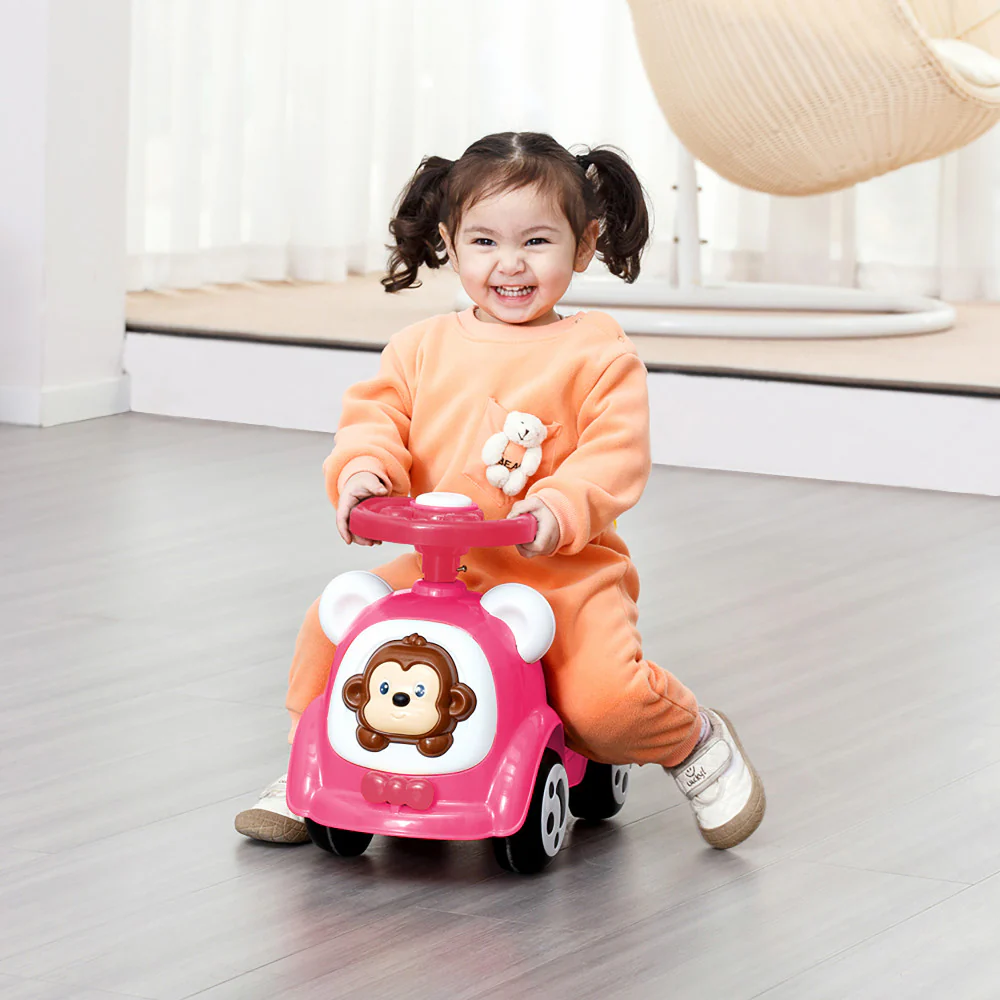 Timate - Push & Ride Racer - Pink & Monkey - Foot-To-Floor Ride-On - Image 5