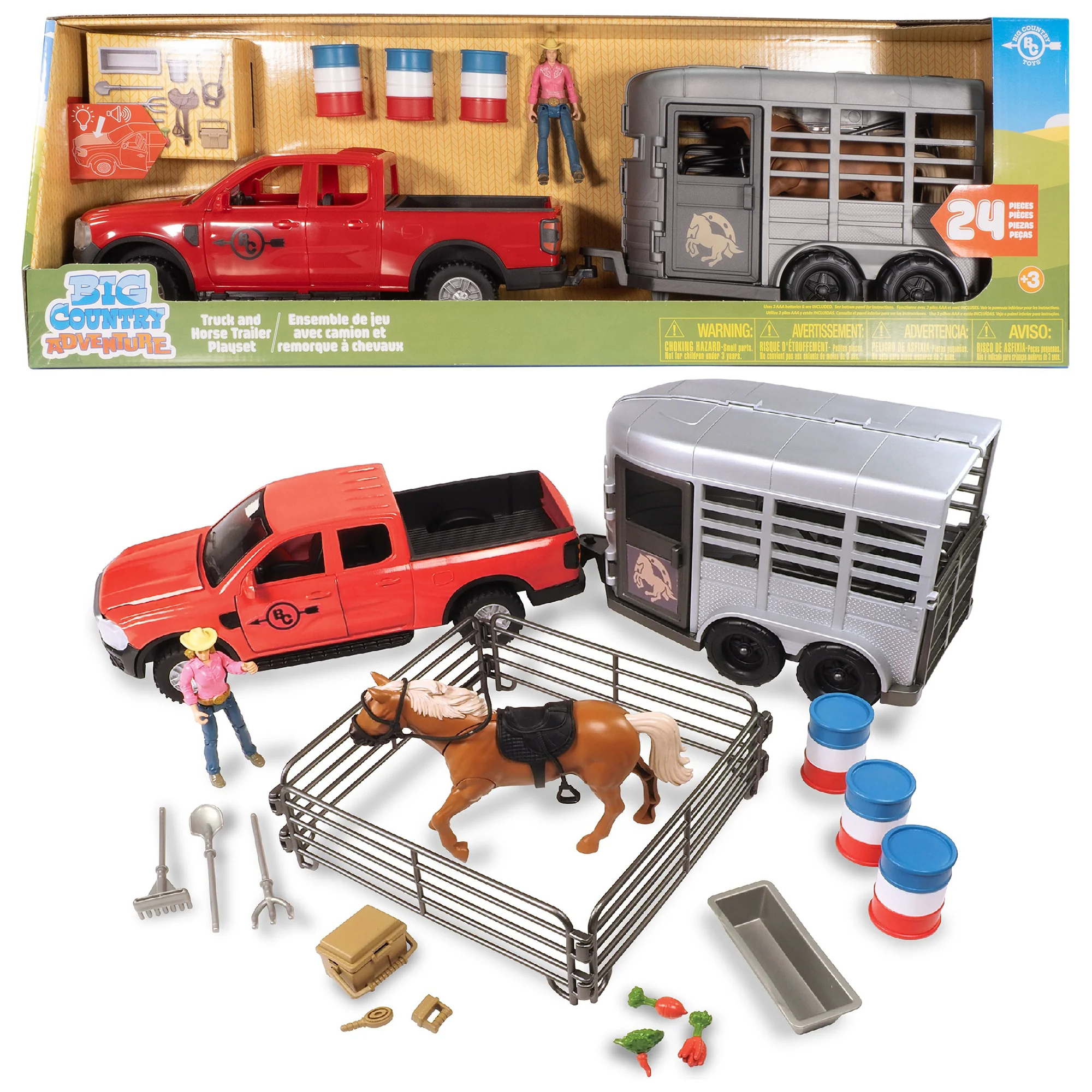 Big Country Adventures Truck & Horse Trailer 24-Piece Playset With Lights And Sounds - Image 2
