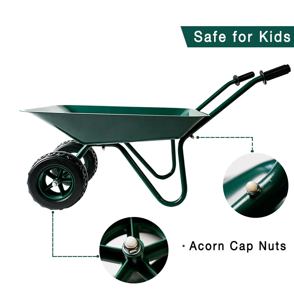 Trimate Metal Wheelbarrow - Hunter Green, Outdoor-Indoor Kids Play Toy - Image 8