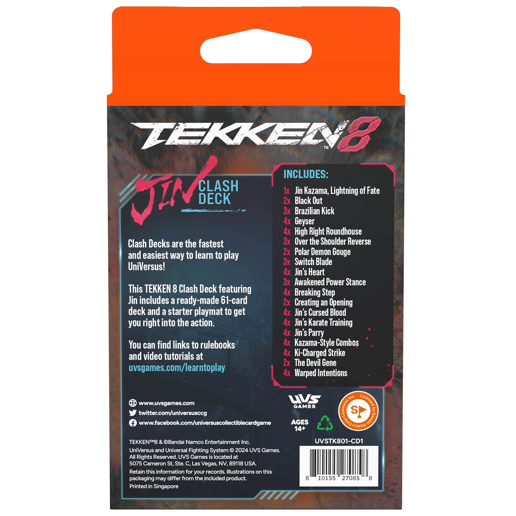Tekken 8 UniVersus Jin Kazama Clash Deck Card Game - Image 2