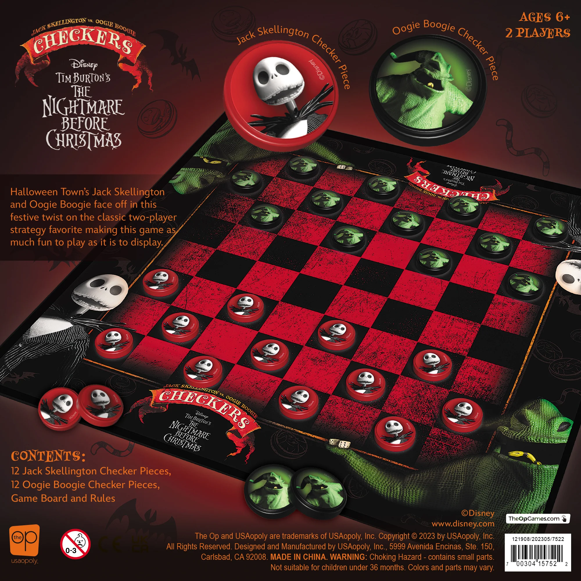 Disney Tim Burton's The Nightmare Before Christmas Checkers Game by USAopoly - Image 4