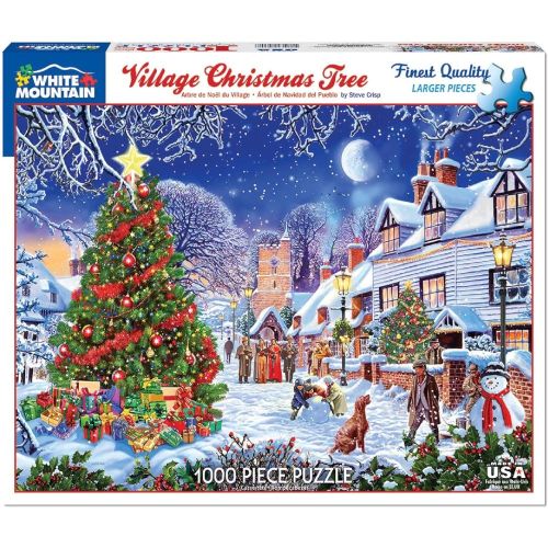White Mountain Winter Village Christmas Tree Jigsaw Puzzle - 1000 pc - Image 2