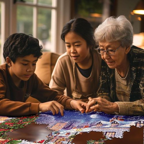 White Mountain Winter Village Christmas Tree Jigsaw Puzzle - 1000 pc - Image 5