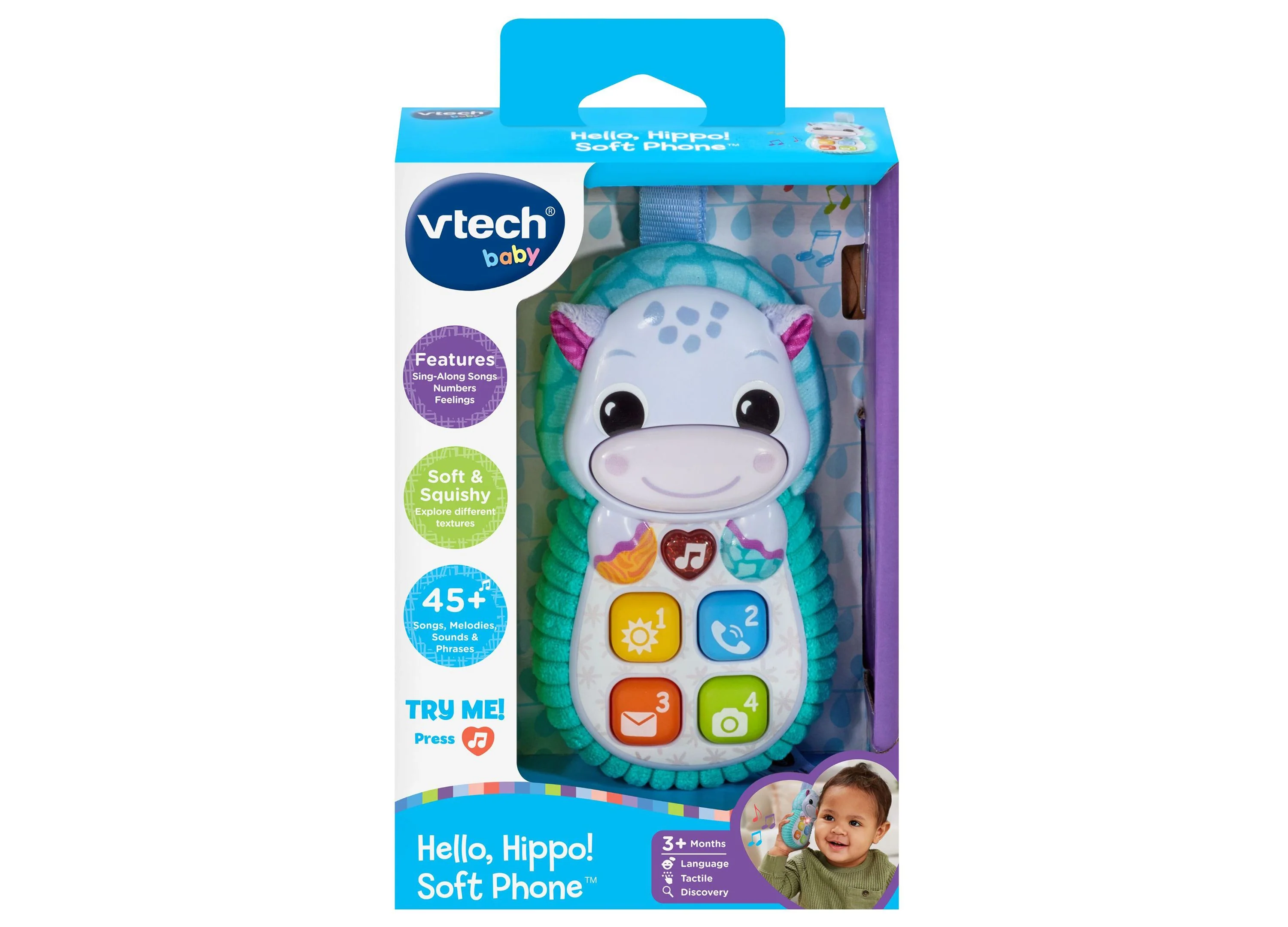VTech Baby Hello Hippo Soft Phone Toy - Ages 6+ Months - Image 3