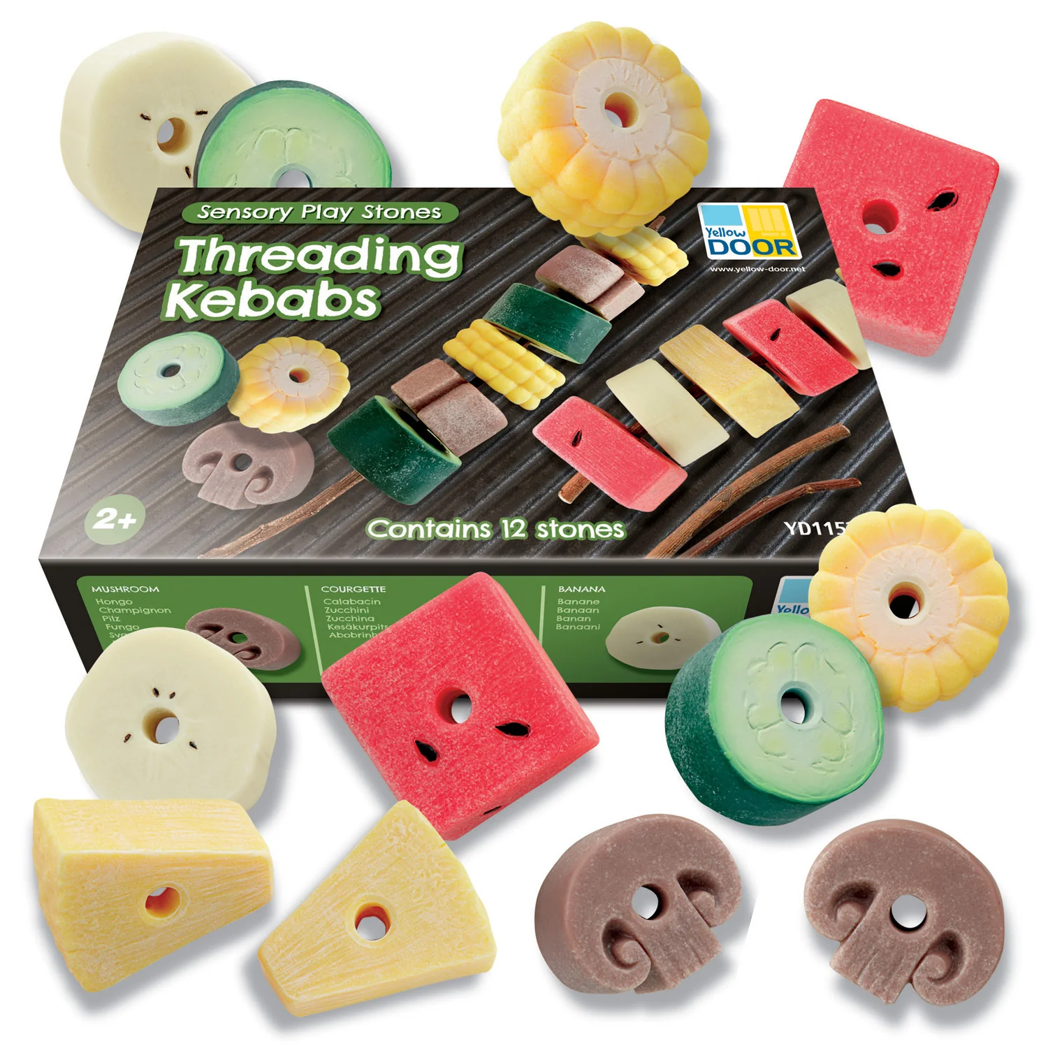 Yellow Door Sensory Play Stones, Threading Kebabs Toy Set - Image 2